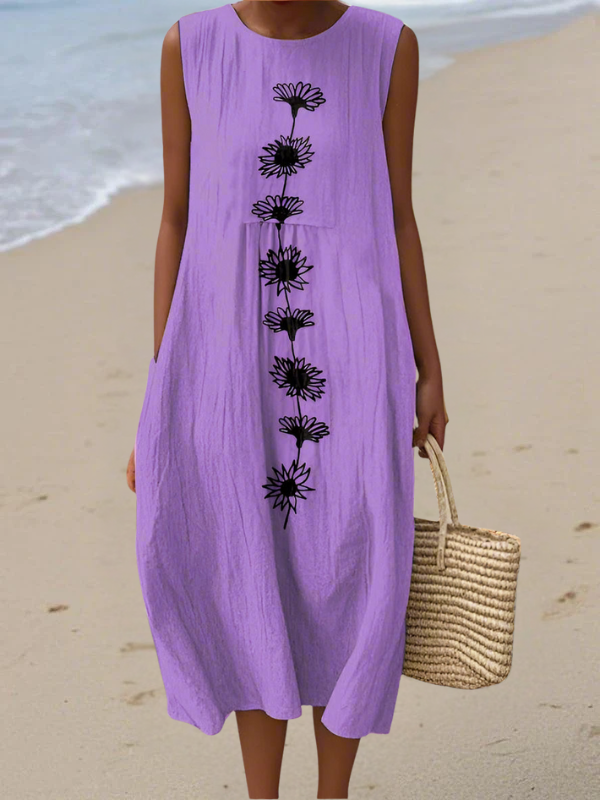 Sandra - Violet Bloom Midi Dress