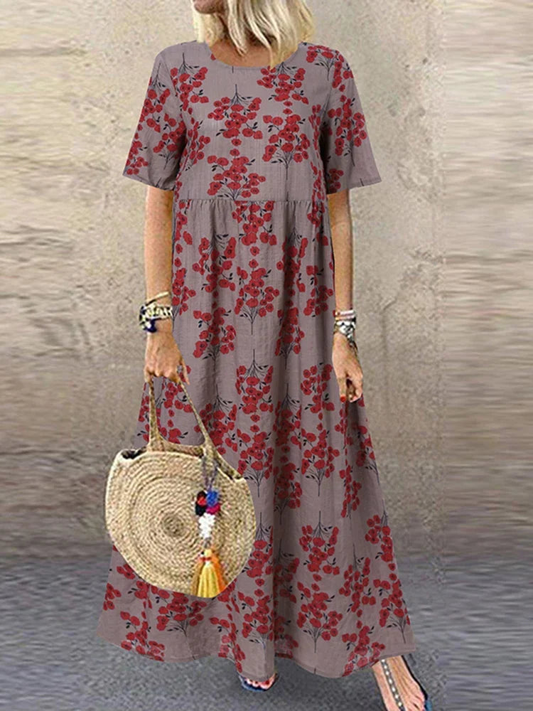 Soraya - Vibrant Floral Print Flowing Maxi Dress