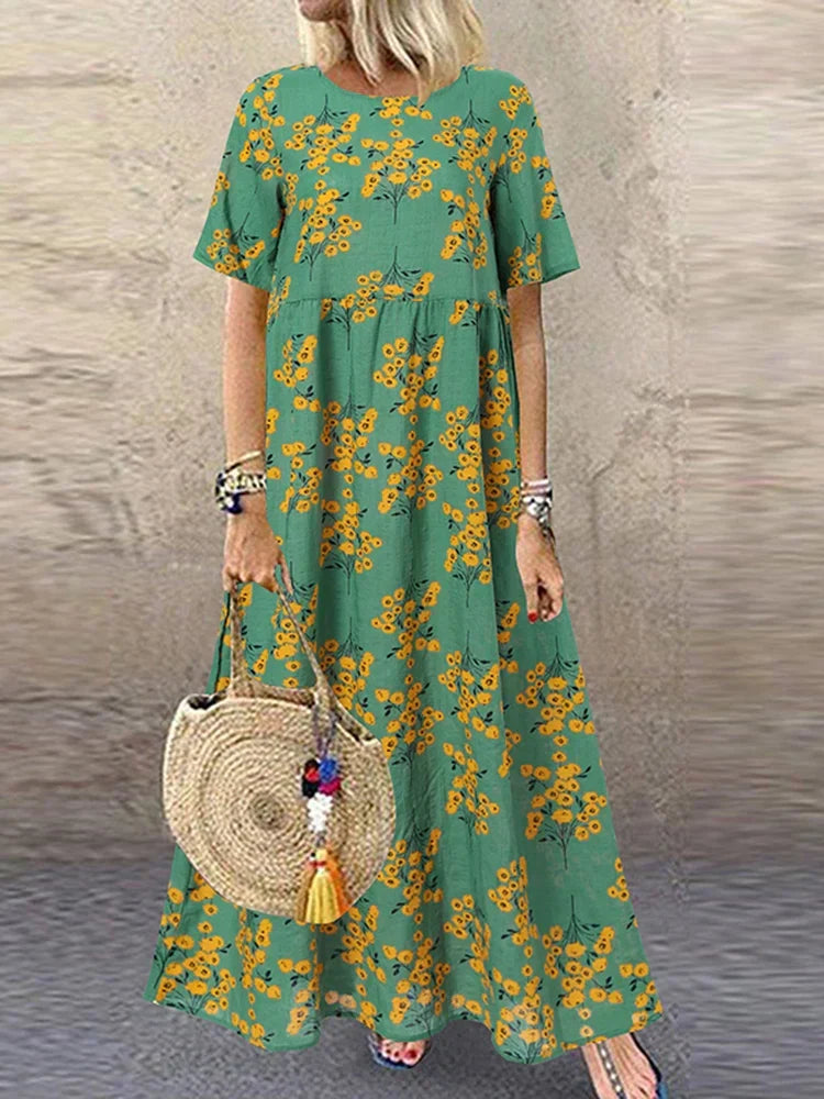 Marielle - Vibrant Floral Print Flowing Maxi Dress