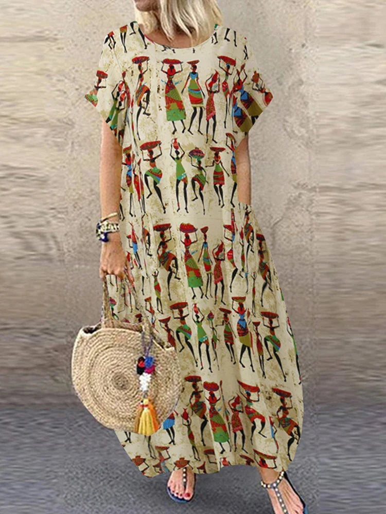 Elysia – Printed Flowing Maxi Dress